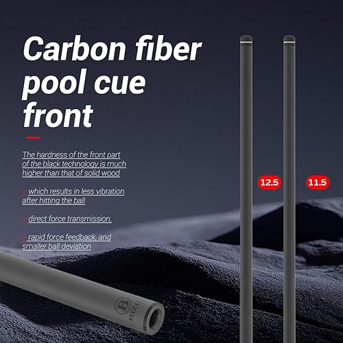 Miniatura 4 de BIZU Taco de Billar de Fibra de Carbono de 29" 12.5mm - Eje Único con Junta de Acero 21.4-21.5mm, Accesorios de Taco de Billar de Baja Deflexión