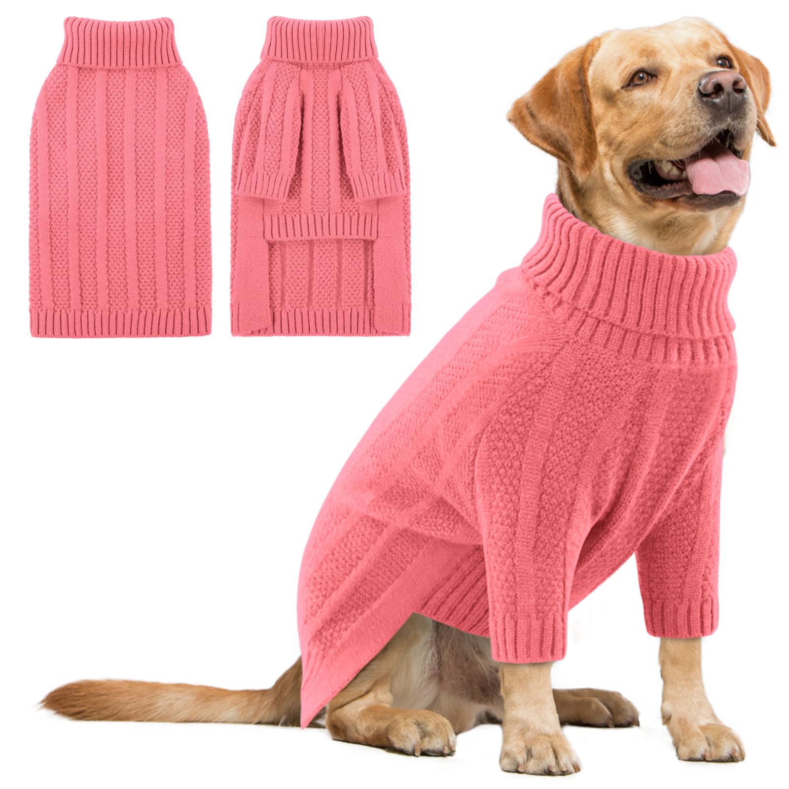 Queenmore Dog Jumper Large, Cozy & Stretchy Puppy Jumper for Labrador Golden Retriever, Border Collie (Pink, XL)
