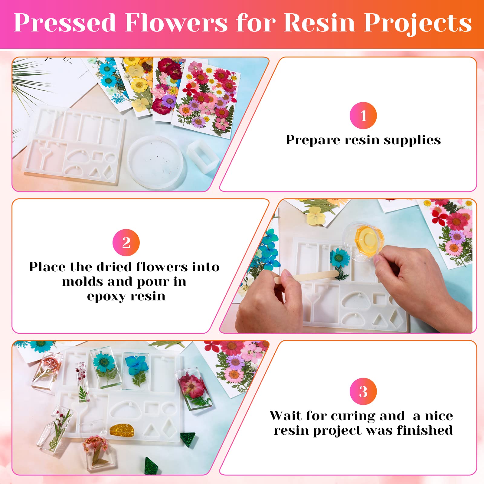 Echte getrocknete gepresste Blumen für Harz, natürliche trockene Blumen, Blätter, Großpackung für Bastelarbeiten, Scrapbooking, Stempelzubehör, Epoxidharz, Schmuckformen, Kerzen, Seife, Nägel,