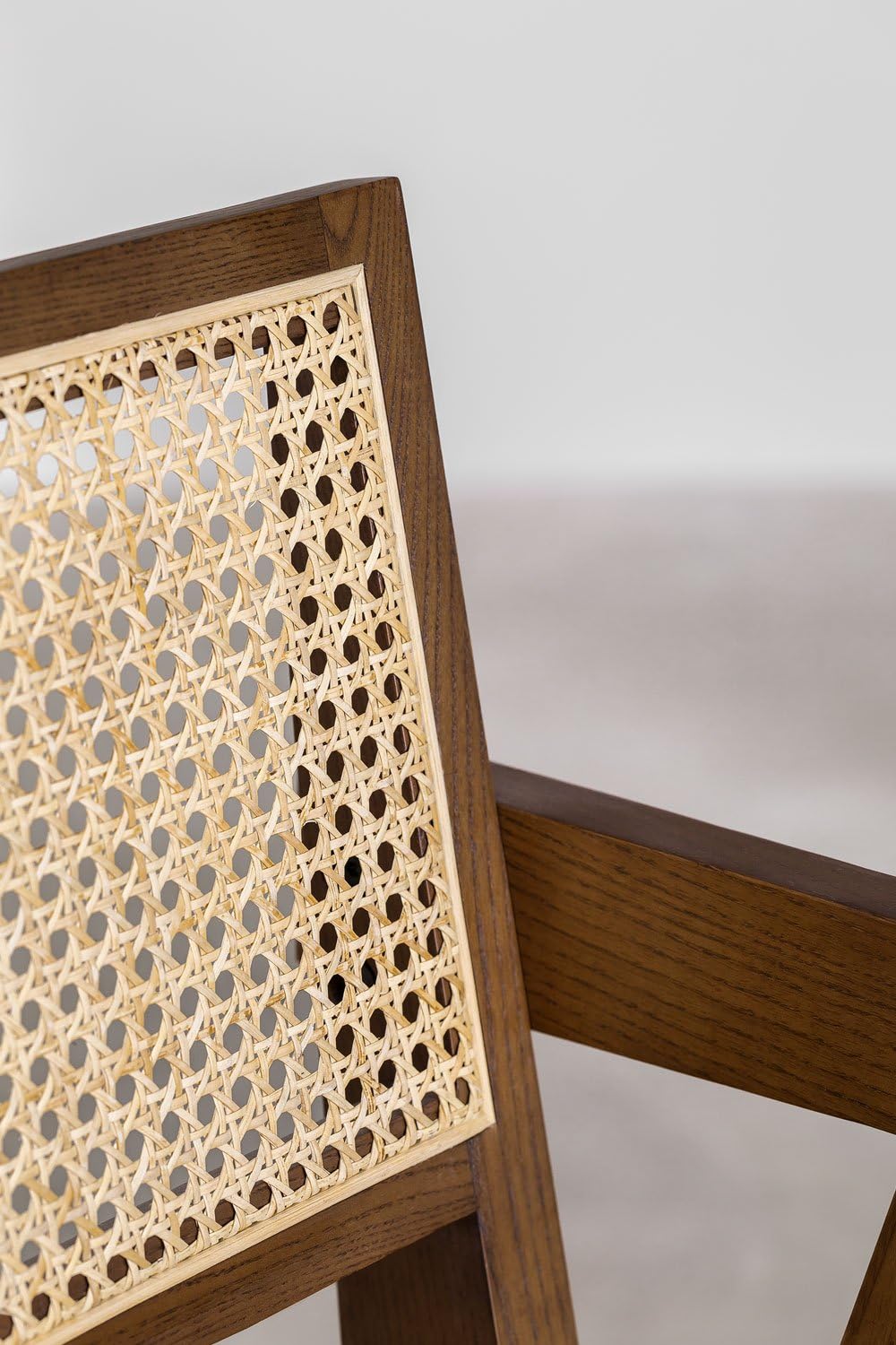 SKLUM High stool in Fresno wood and rattan (65.5 cm) Lali Dark Wood