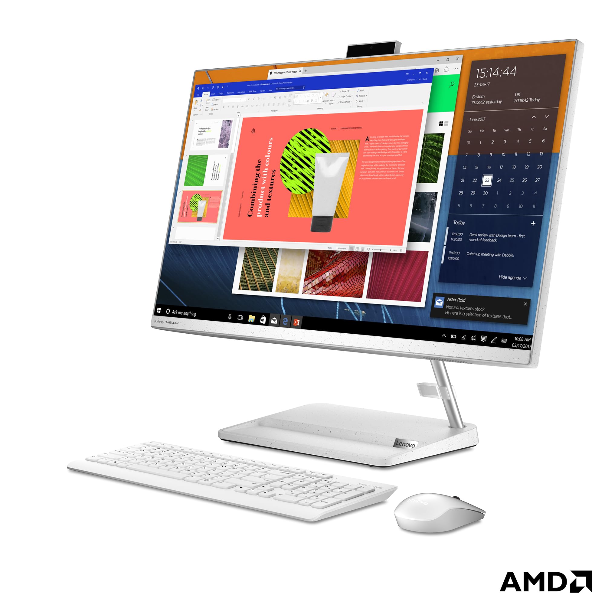 Lenovo IdeaCentre AIO 3 27ALC6 - Ordinateur de Bureau Tout-en-Un 27" FHD (AMD Ryzen 7 7730U, 16 Go RAM, 512 Go SSD, Graphique AMD Radeon, Windows 11 Home) Clavier AZERTY et Souris - Blanc