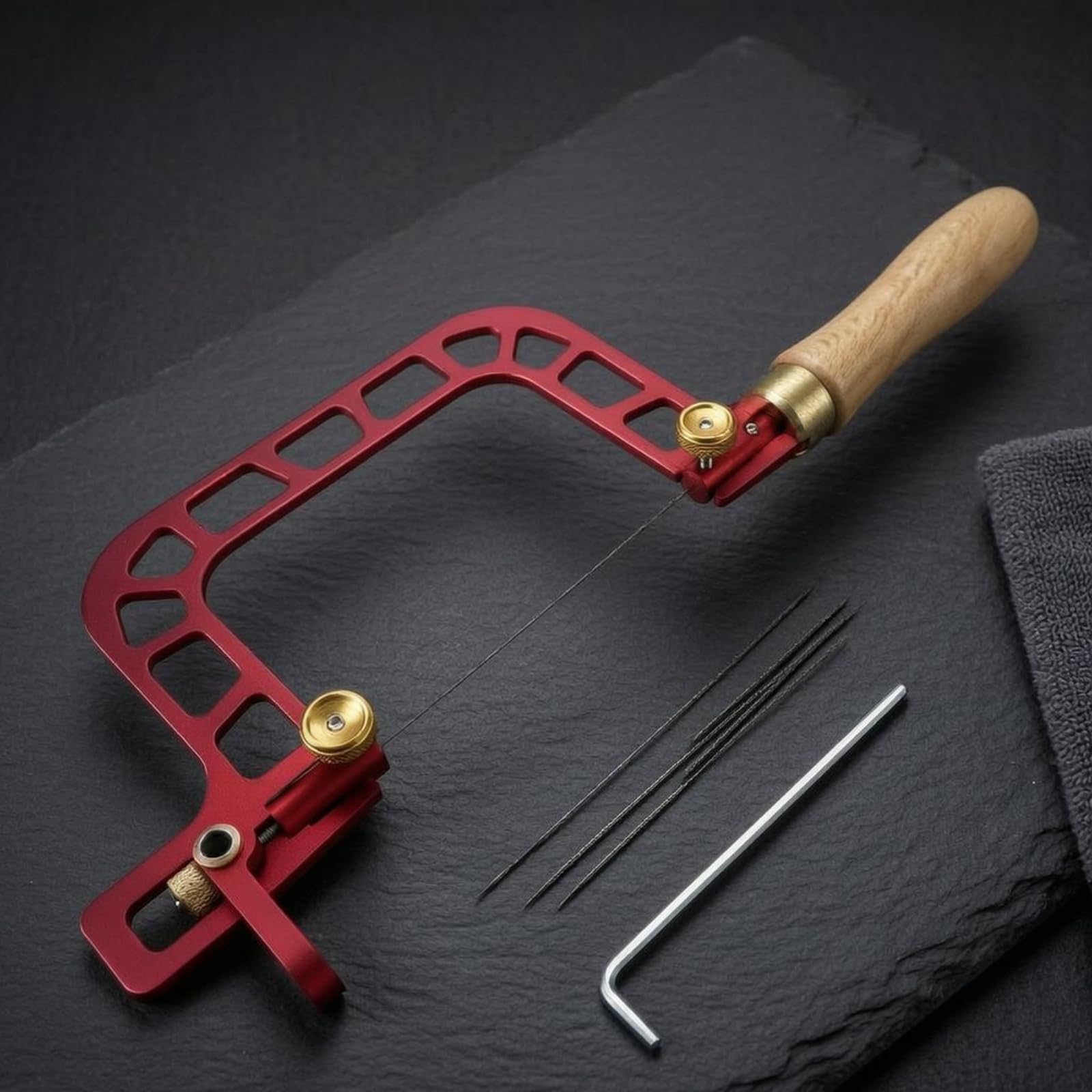 de Alambre Manual Manual Serrucho de Marquetería de Arco de Joyero con Hoja Estrecha y Ajuste de Tensión para Mayor Control en Trabajos Finos Adecuada para Bricolaje Carpintería Aula