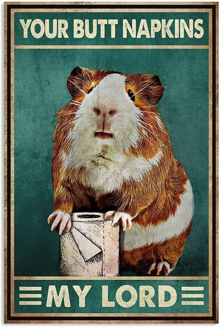 Yunking K53 Vintage Guinea Pig Your Napkins Retro Tin Sign, Bathroom Decoration For Bars, Restaurants, Cafes And Bars, 8X12 Inches New Year, Metal Sign