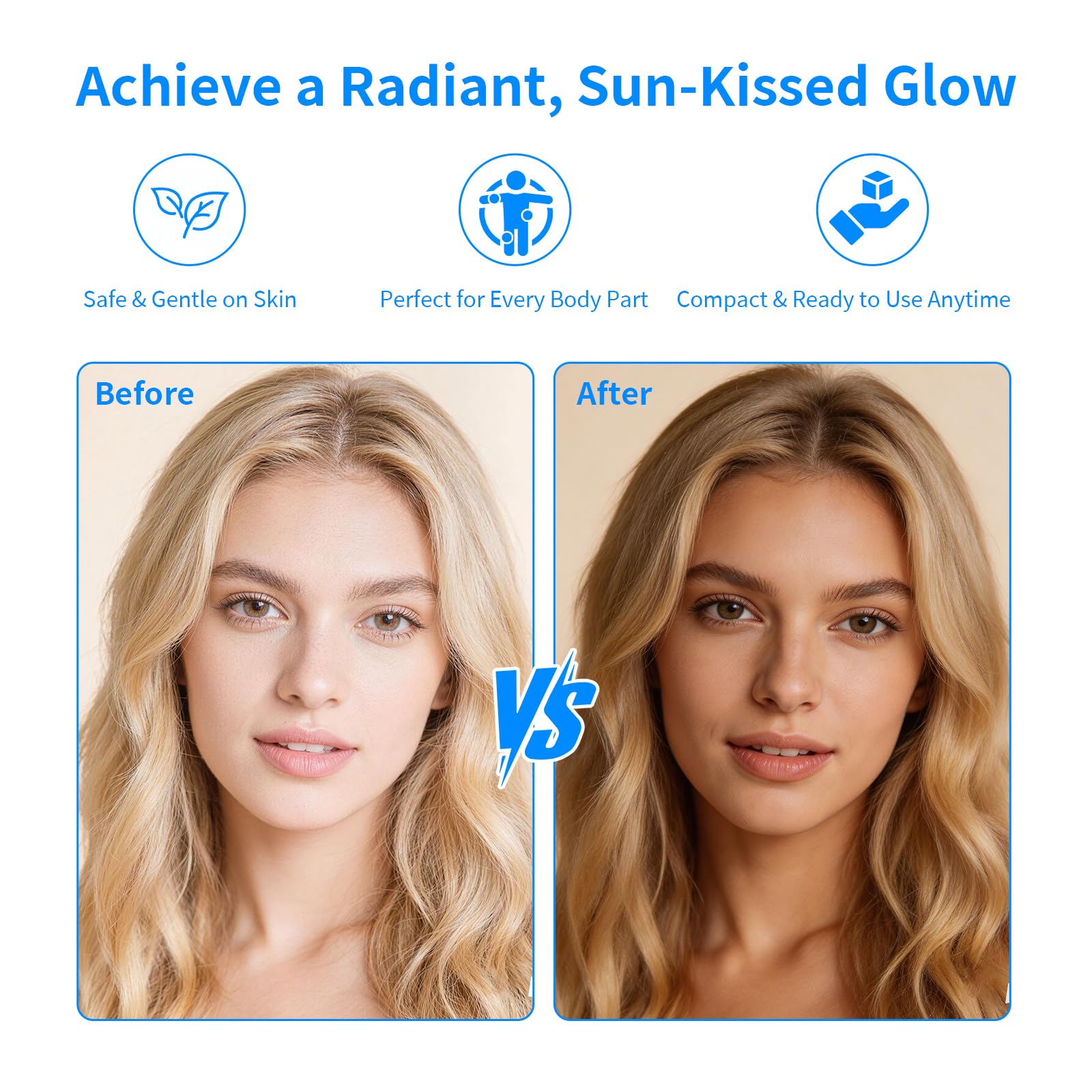 Tragbares Solarium für Zuhause – Bräunungslampe für Gesicht und Körper mit Timer, 31×31 cm