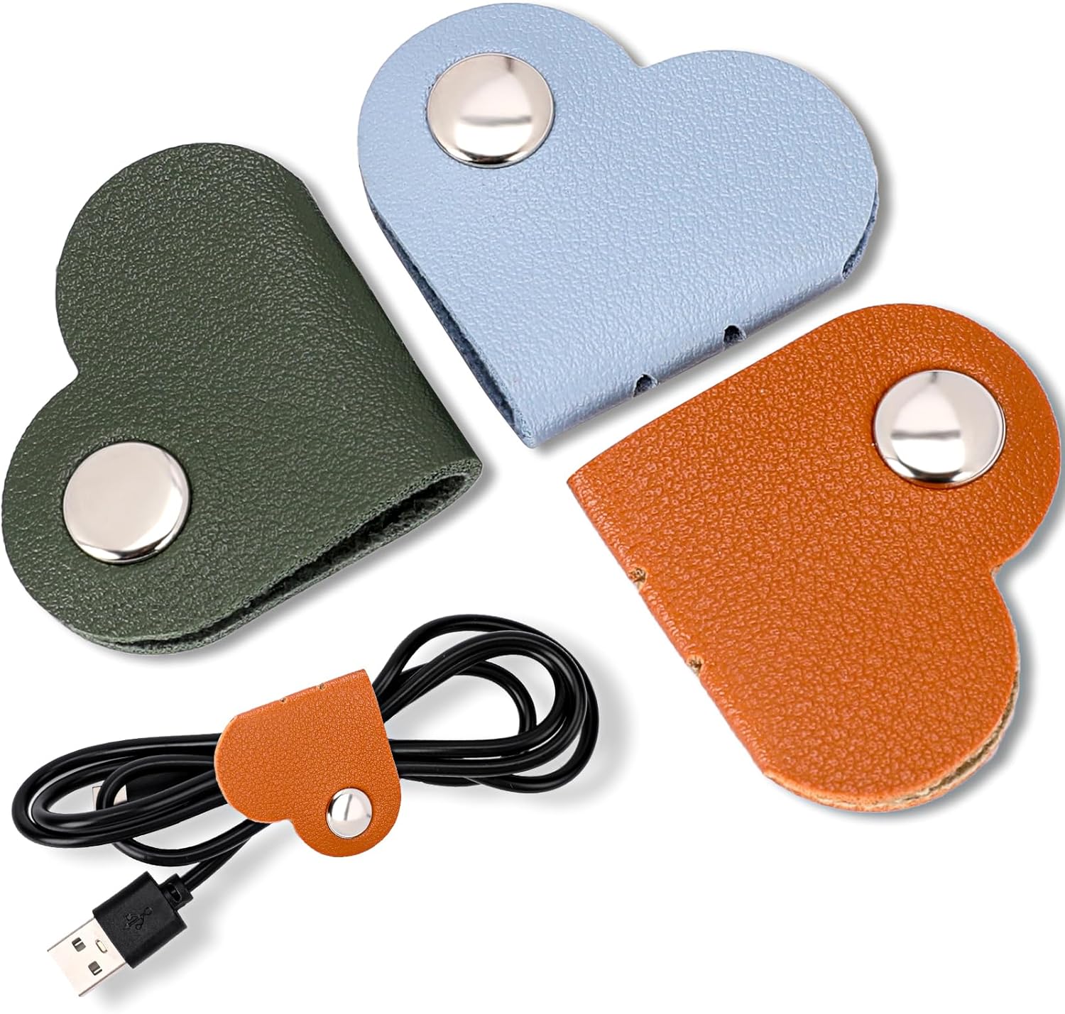 KALIONE Heart Cord Organizer, 3 Pieces Wrap Cable Strap
