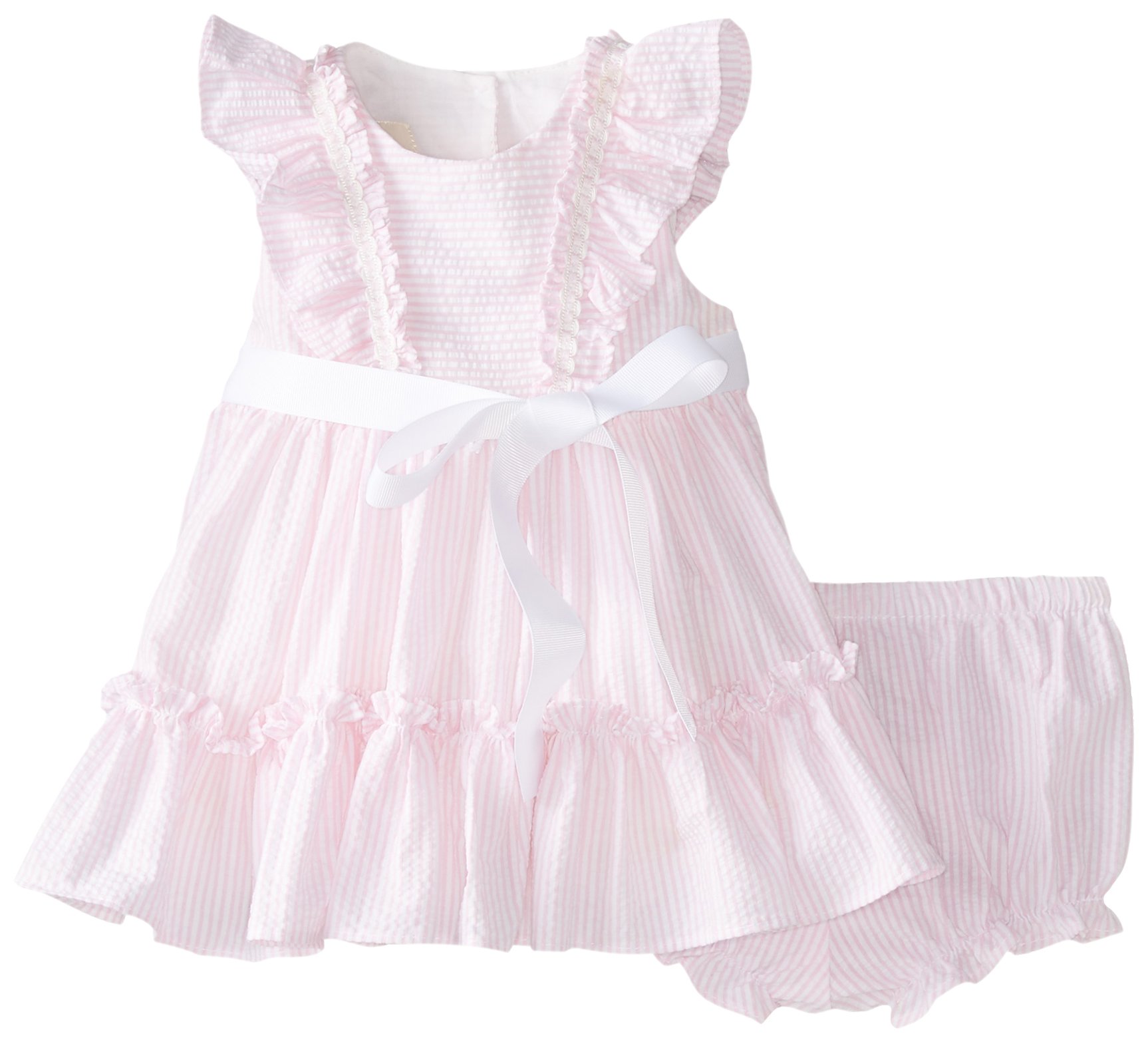 Laura Ashley London Baby Girls' Newborn Ruffled Seersucker Dress