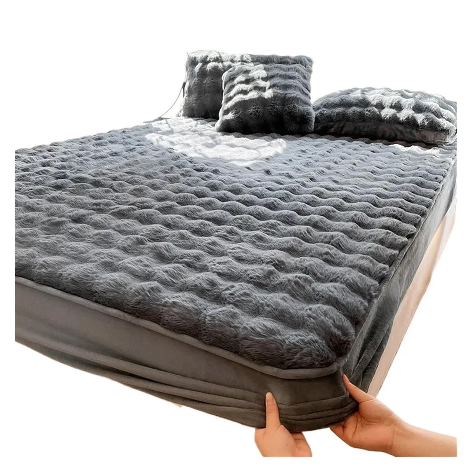 Ensemble de literie noir drap couvre-lit élastique et housse matelas