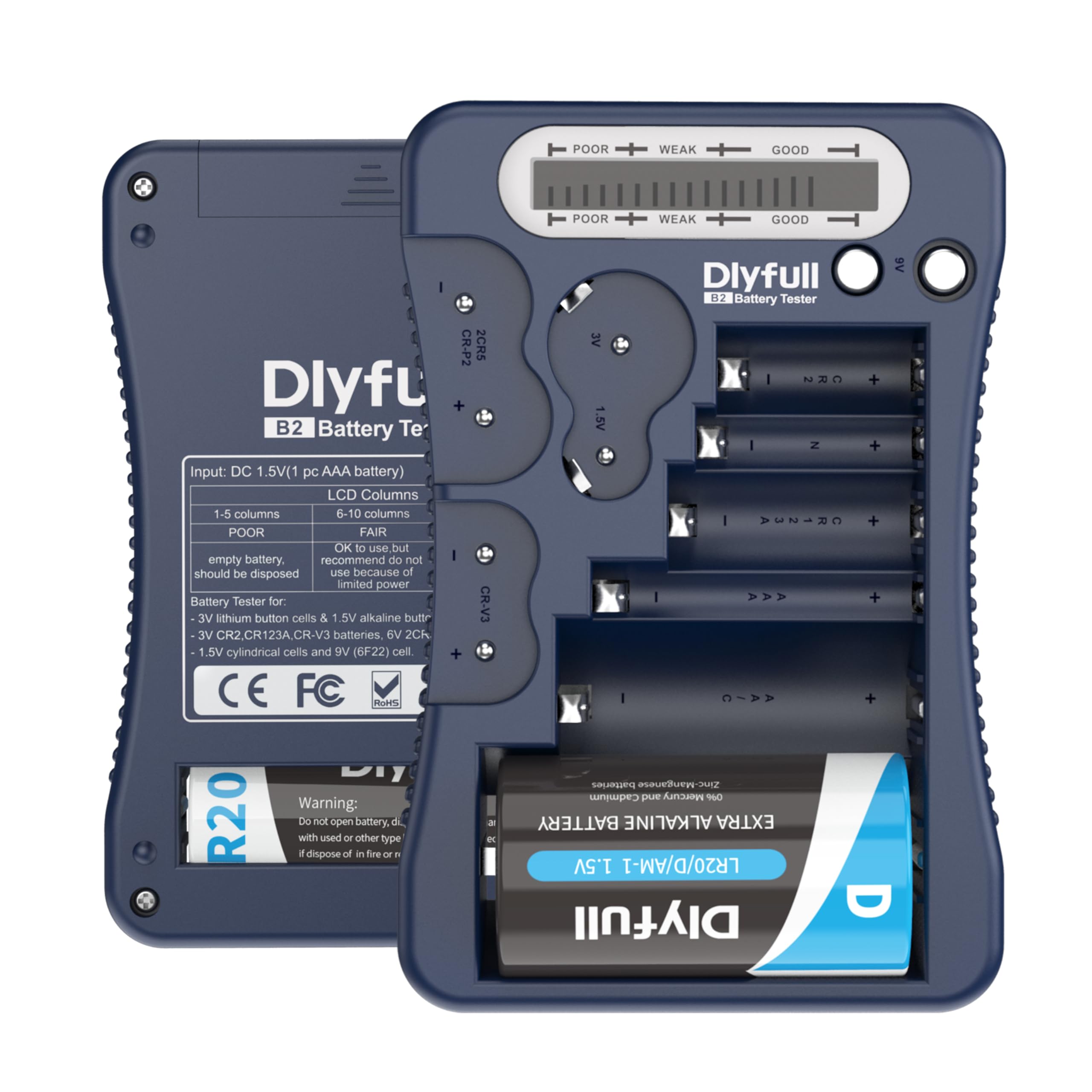 Dlyfull 電池チェッカー 乾電池 LCD液晶画面 バッテリーチェッカー 残…
