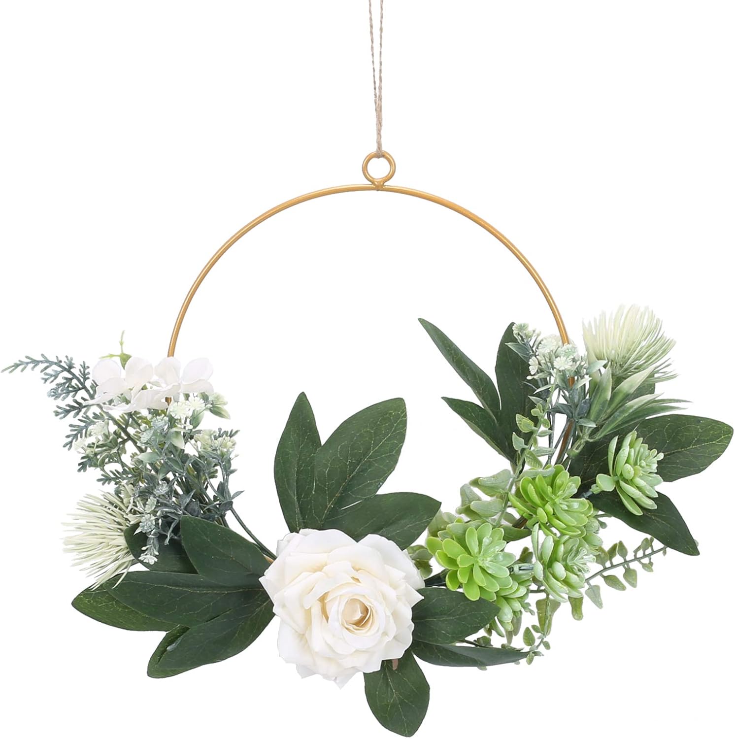 Ho2nle 人造綠葉花圈牡丹人造花掛牆花環多肉植物婚禮女孩育嬰房牆面裝飾窗戶派對春季裝飾13 英吋 約30 4 公分 居家與廚房 Amazon Com