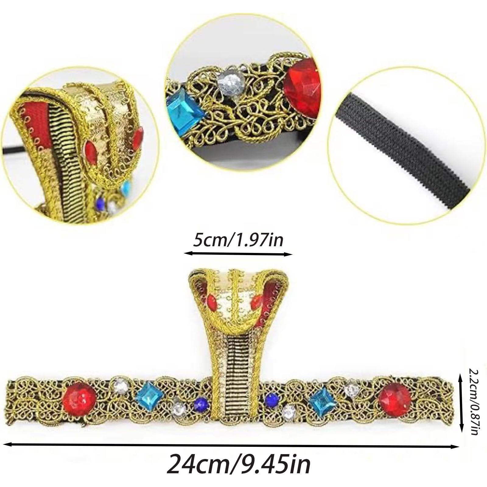 dinghaole 5PCS Egyptian Clothing Accessories, Ancient Pharaoh Costumes Inspired By Cleopatra, Including Cobra Headpieces - Image 3