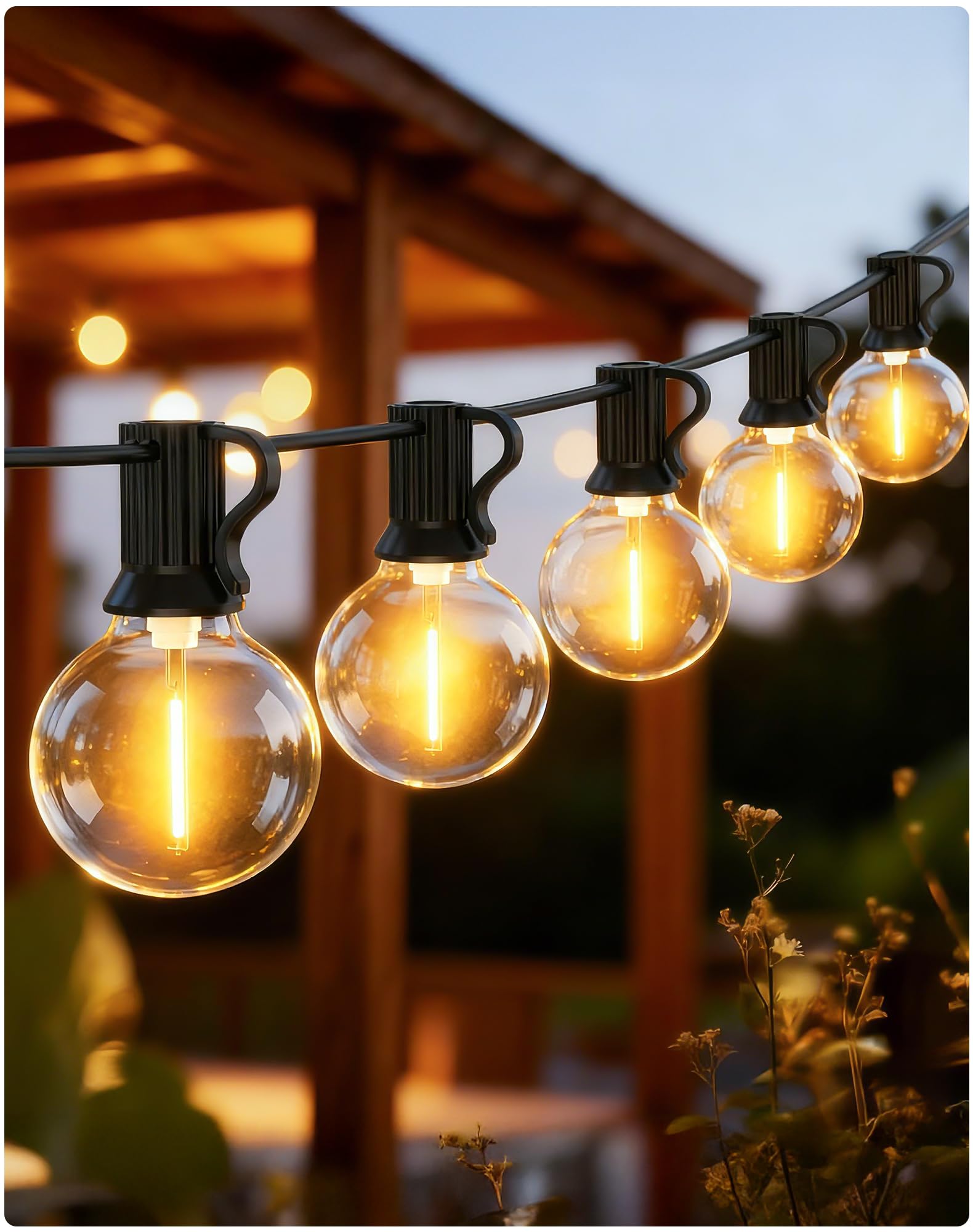 EVXFG Lichterkette Außen Outdoor 30M-LED Strom - 100Ft Aussen Lichterketten Garten Glühbirnen Wetterfest G40 Draußen Innen Beleuchtung für Terrasse Balkon Pavillon Party Lights Gartenbeleuchtung