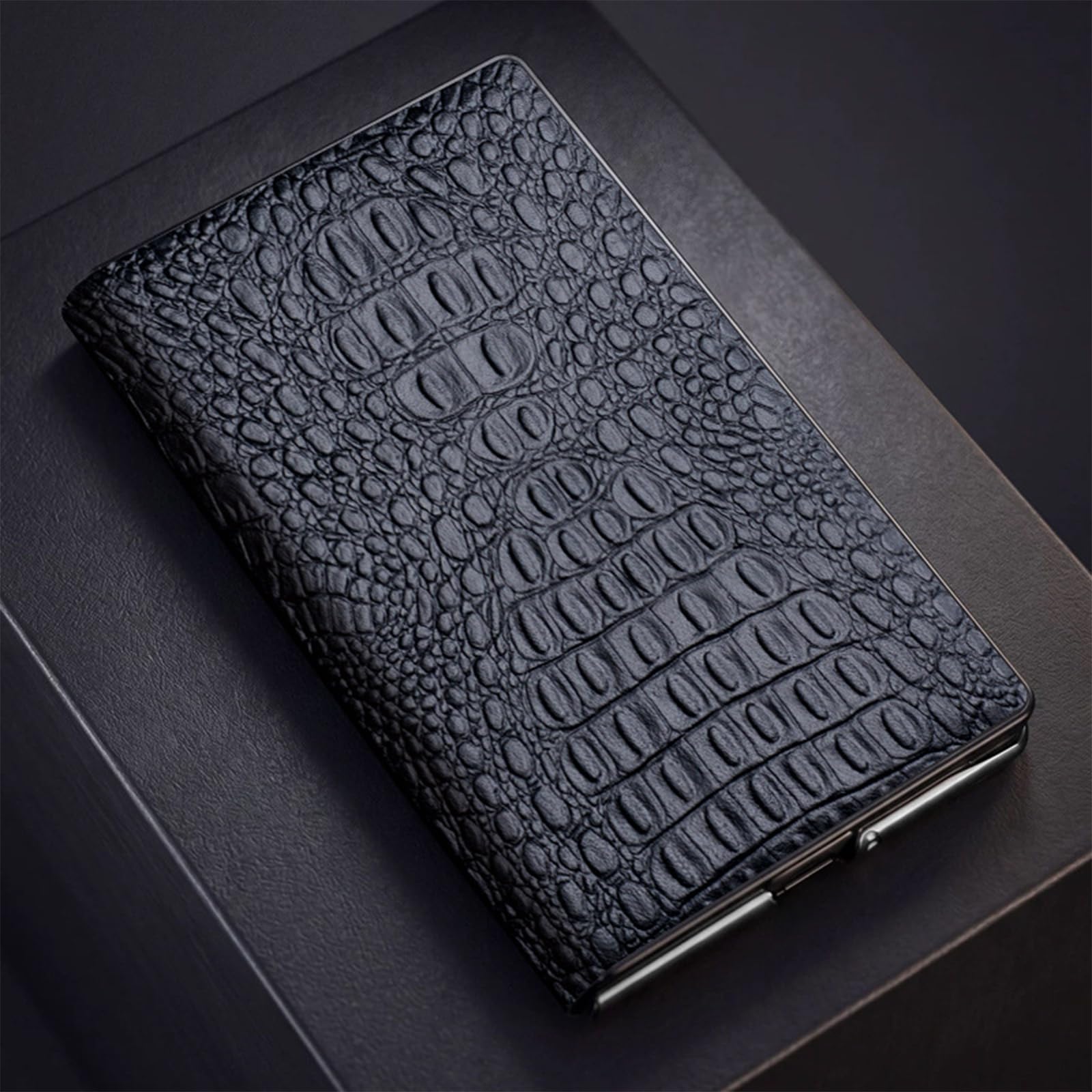 Prawdziwa skóra etui do Samsung Galaxy Z Fold 8, wzór krokodyla z klapką
