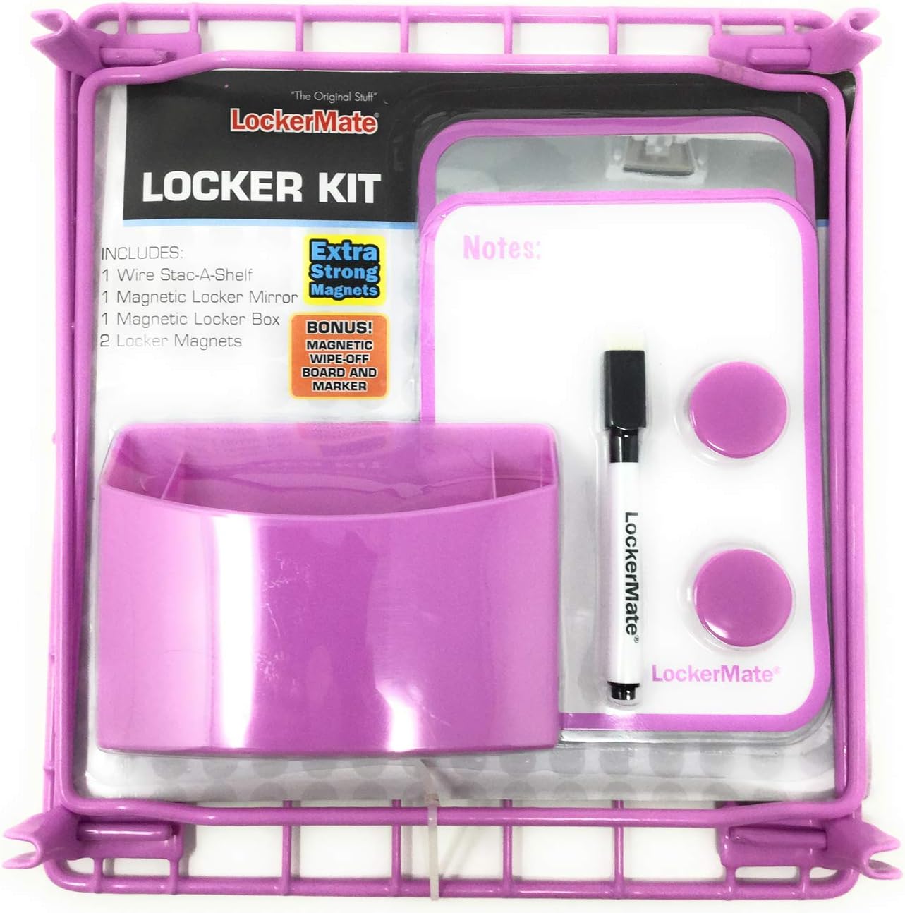 LockerMate 7 Piece Locker Kit Including Wire Stac-A-Shelf Locker Shelf (Lilac)