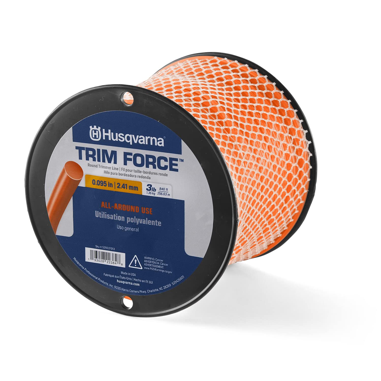 Husqvarna Trim Force 529337013 Fil de débroussailleuse Rond 0,95" x 840 m, 1,4 kg, Orange