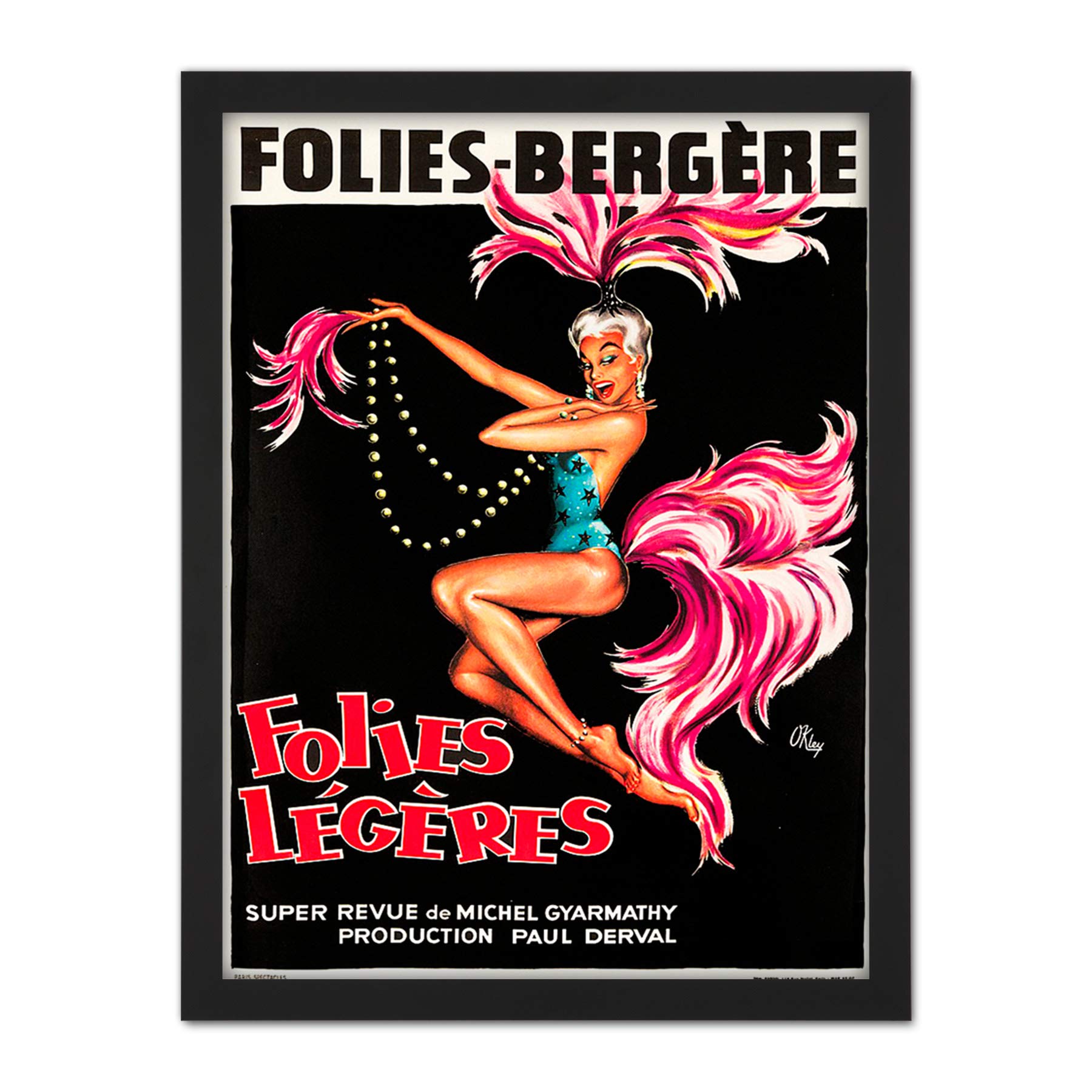 Wee Blue Coo Folies Bergere Cabaret Showgirl Artwork Framed Wall Art Print 18X24 Inch