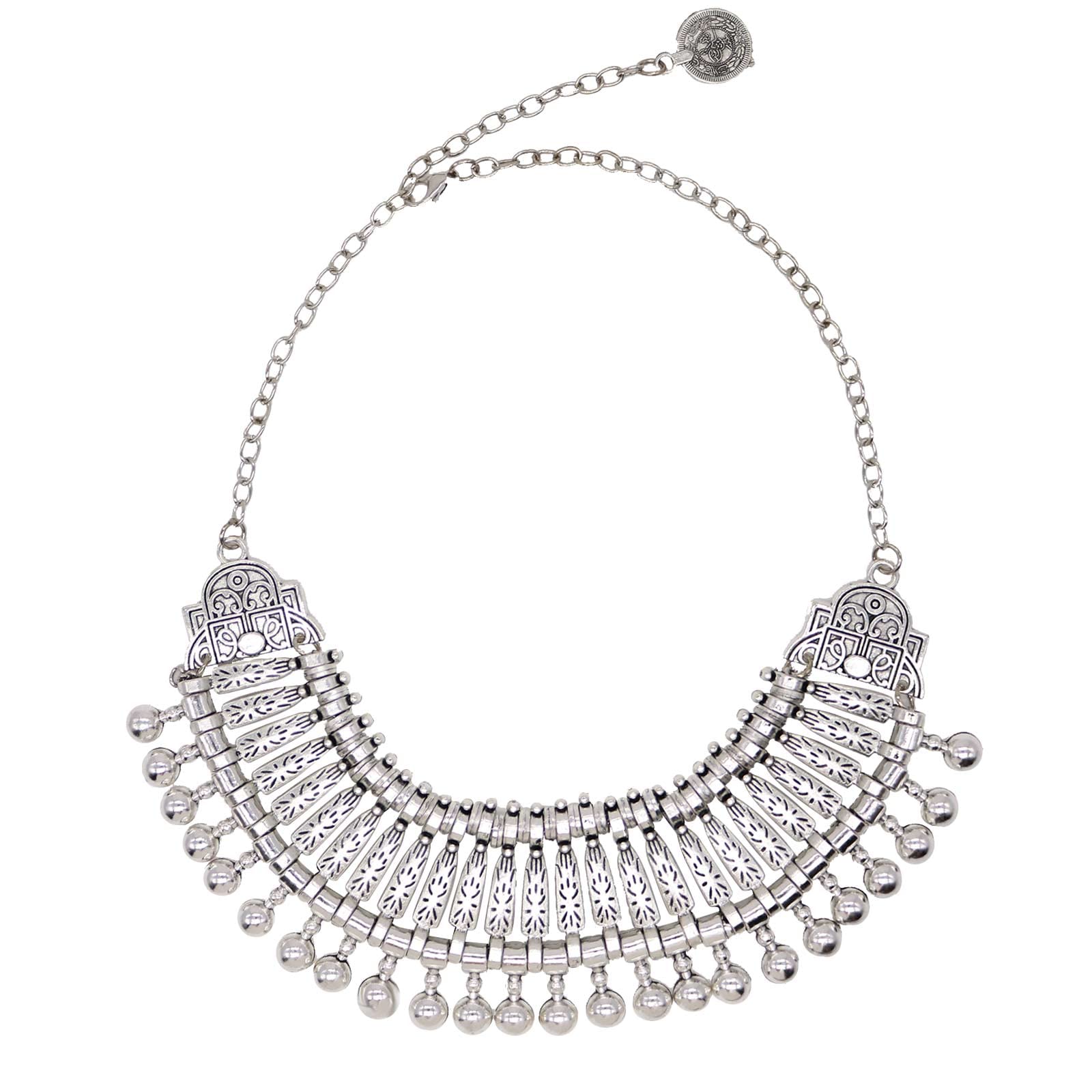 HSQYJ Fashion Exaggerate Bohemian Coin Tassel Statement Necklace Retro Ethnic Gypsy Tribal Charm Chunky Collar Bib Necklace Costume Jewelry for Women