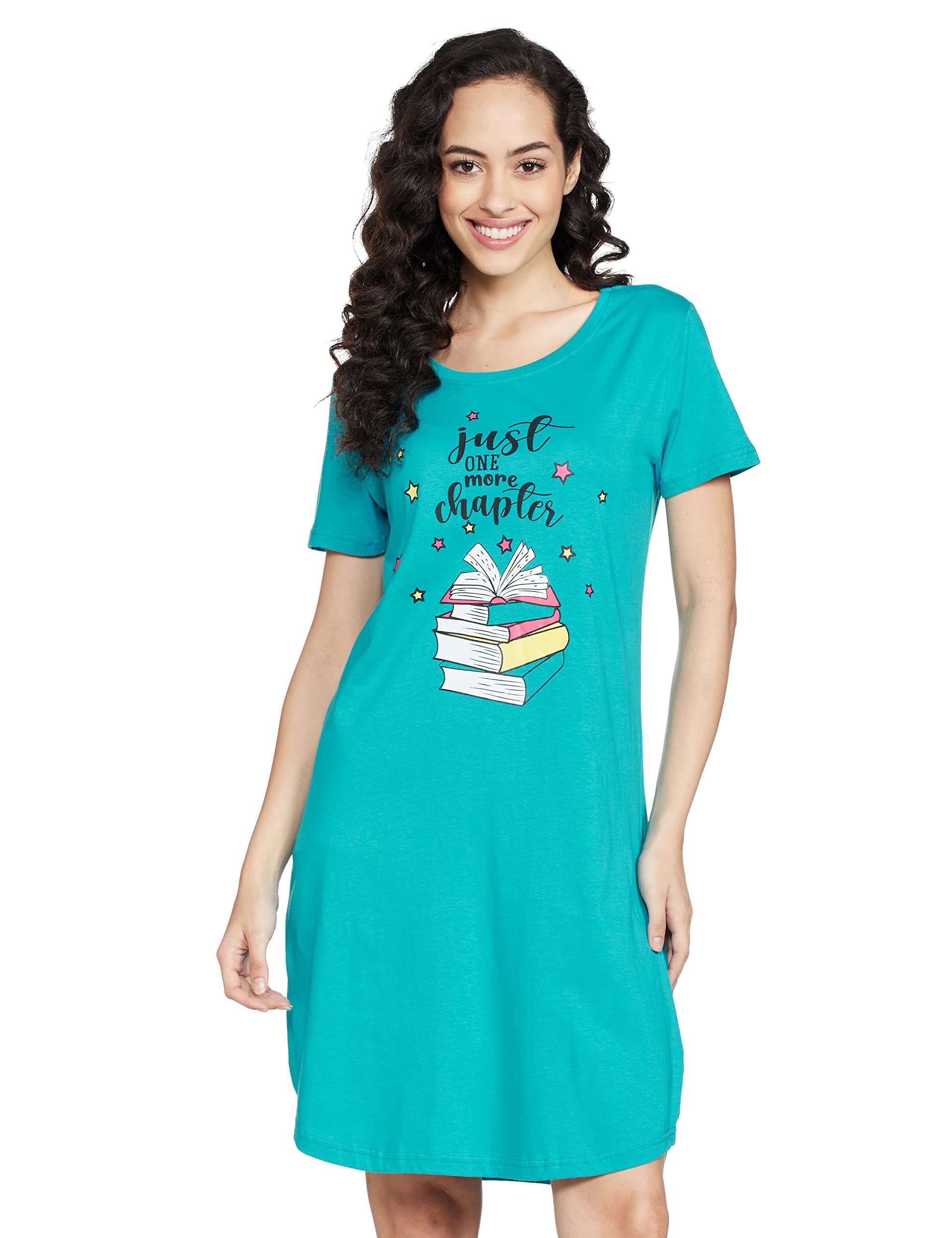 max Cotton Women's Printed Round Neck Chemise Above Knee Nightwear-picture-53