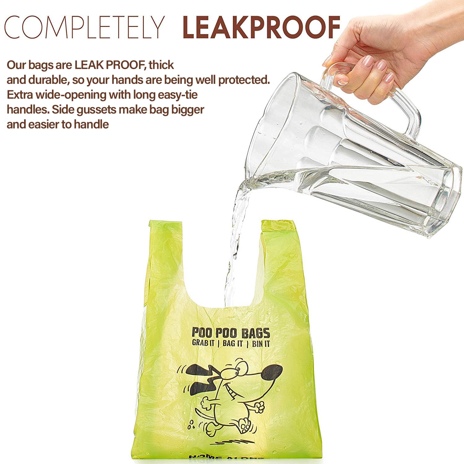 Dog Poo Bags - 310 Extra Strong Leak-Proof Dog Poo Bags with Tie Handles, Large Unscented, Not on Rolls, 36 x 18 cm - Image 4