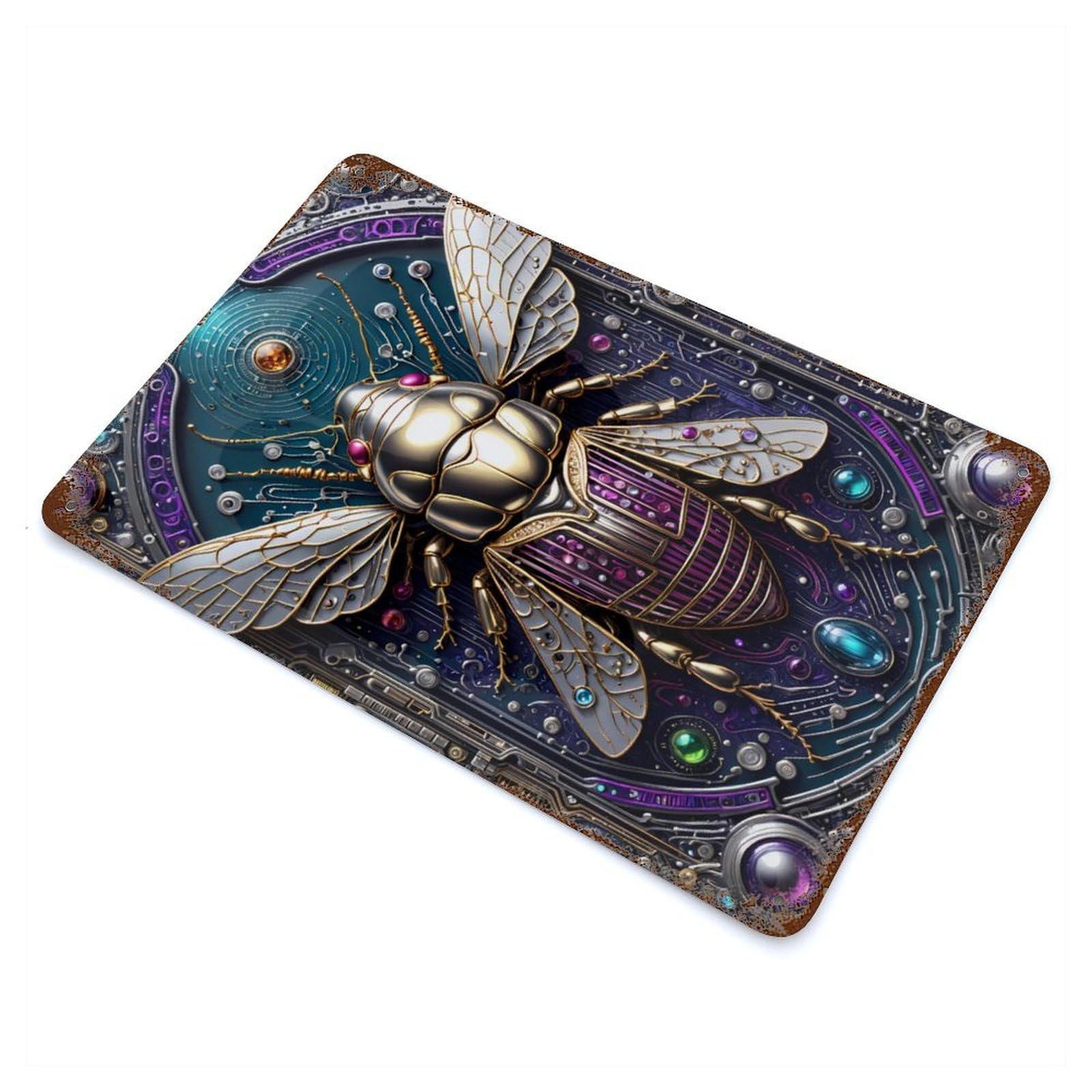 Galactic Cicada Chronicles Decorative Tin Sign 11.8"x7.9", Farmhouse Wall Decor for Living Room, Hallway And Home Decor