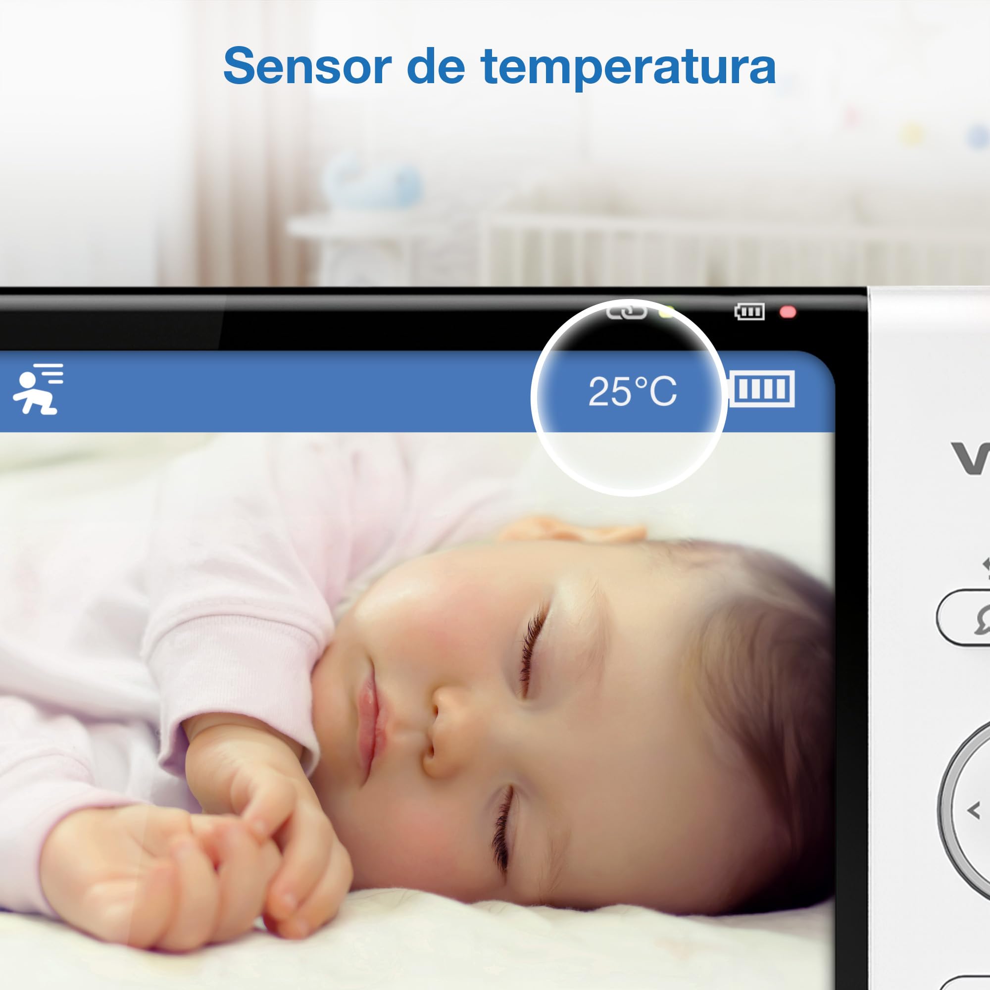 VTech Inteligentna elektroniczna niania z kolorowym ekranem HD 7", Wi-Fi, 2 kamery z kamerą FHD 1080p, darmowa aplikacja, funkcja pochylania zoomu, kołysanki, uspokajające dźwięki, funkcja domofonu