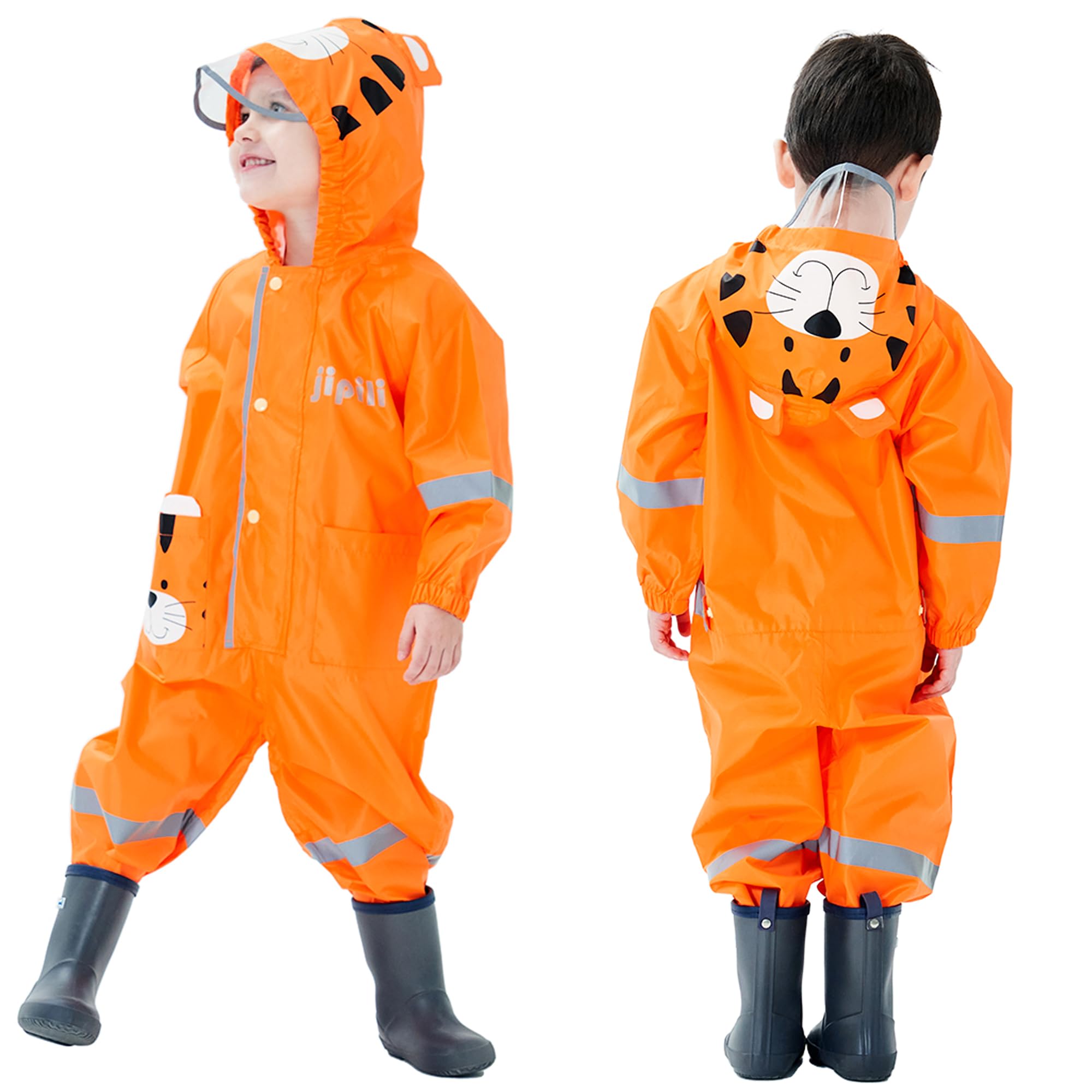 Fewlby Chubasquero Impermeable, Niños Niñas Poncho de Lluvia Ligero Abrigos de Lluvia Chaqueta Impermeable Mono Impermeable con Capucha Traje de Lluvia 1-10 Años