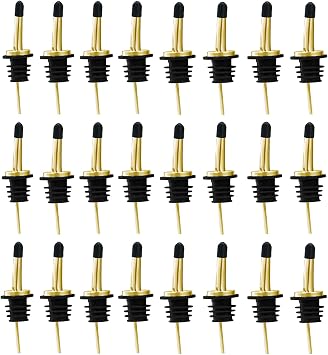 WAFJAMF 24-Pack Stainless Steel Liquor Bottle Pourers with Rubber Dust Caps