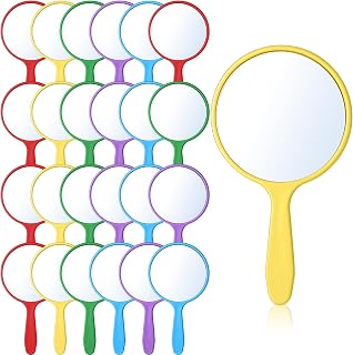 Jetec 25-Pack Small Handheld Mirrors with Handles - Portable Round Makeup Mirrors for Kids, Travel, Crafts, Classroom & Gifts (Multicolor)