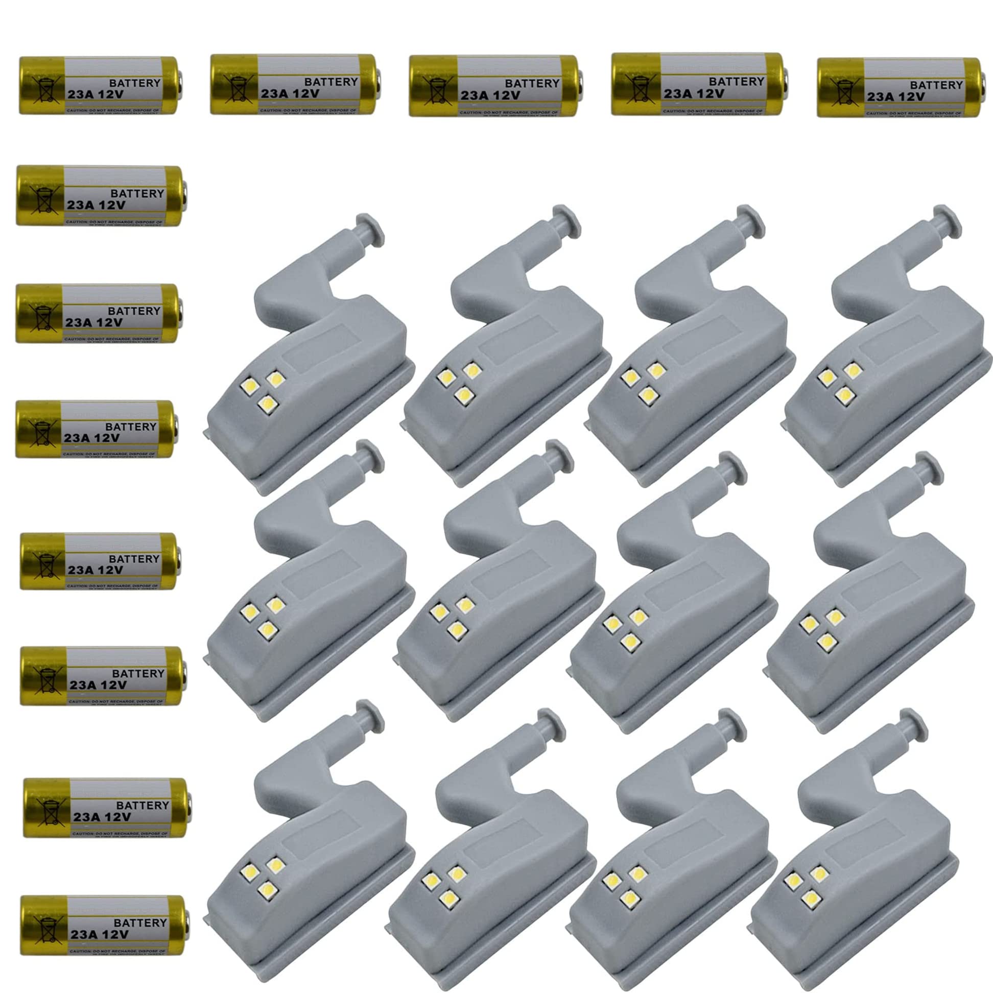 12Pcs Universal Cabinet Cupboard Hinge LED Light Sensor Light for Modern Kitchen Home Lamp-Warm White with Battery