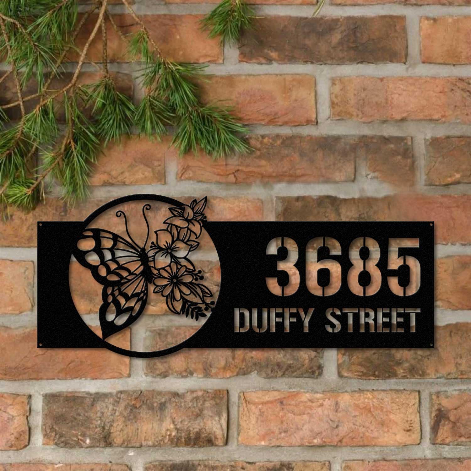 Butterfly Address Number Metal Wall Art, Floral House Numbers Decorative Sign - Yard Lawn Metal Sign for Wall Decor Home Decor 53 Model-03