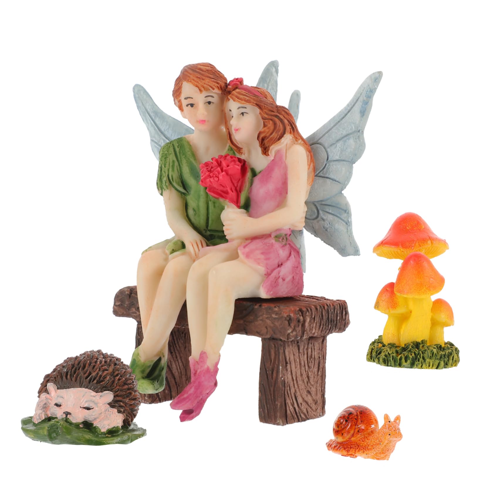 ifundom 4 Sätze Garten Deko Teiliges Widerstandsfähigem Harz Kleine Feenfiguren und Ornament für Miniaturgarten Lebendige Dekoration für Drinnen und Draußen