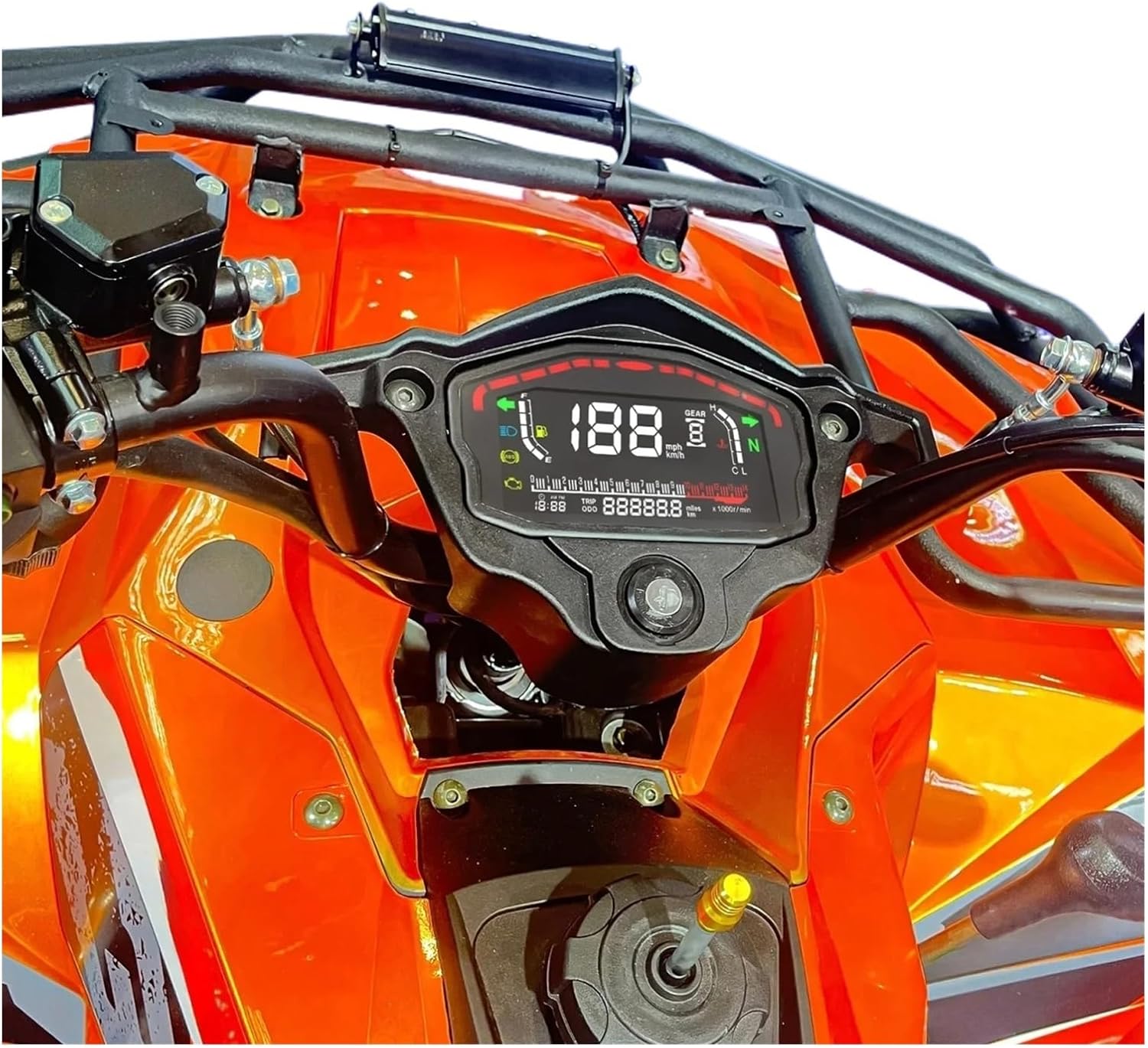 Tachometer Gauge Motorcycle 0-14000R/Min Digital Motorcycle Instrument Speedometer Tachometer Dash Board with Bracket Metal Holder for ATV