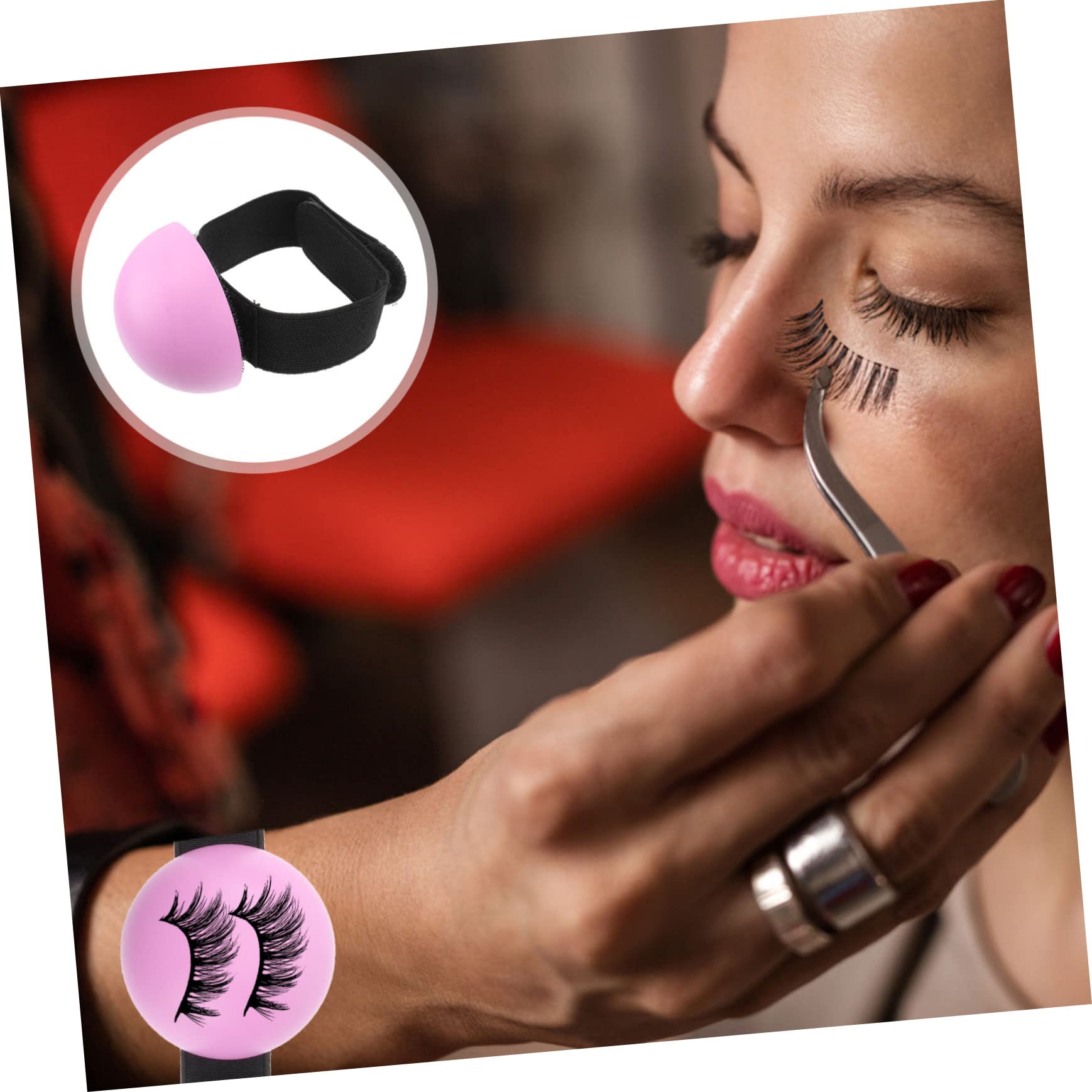Housoutil 5ensembles De Grafting Pour Extension De Cils Avec Bracelet Plateau De Cils Faux Rose Accessoire Salon Beauté