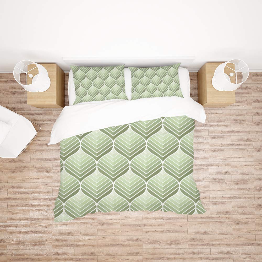 Parure de lit King Size 3 pièces housse de couette polyester motif feuilles imprimées