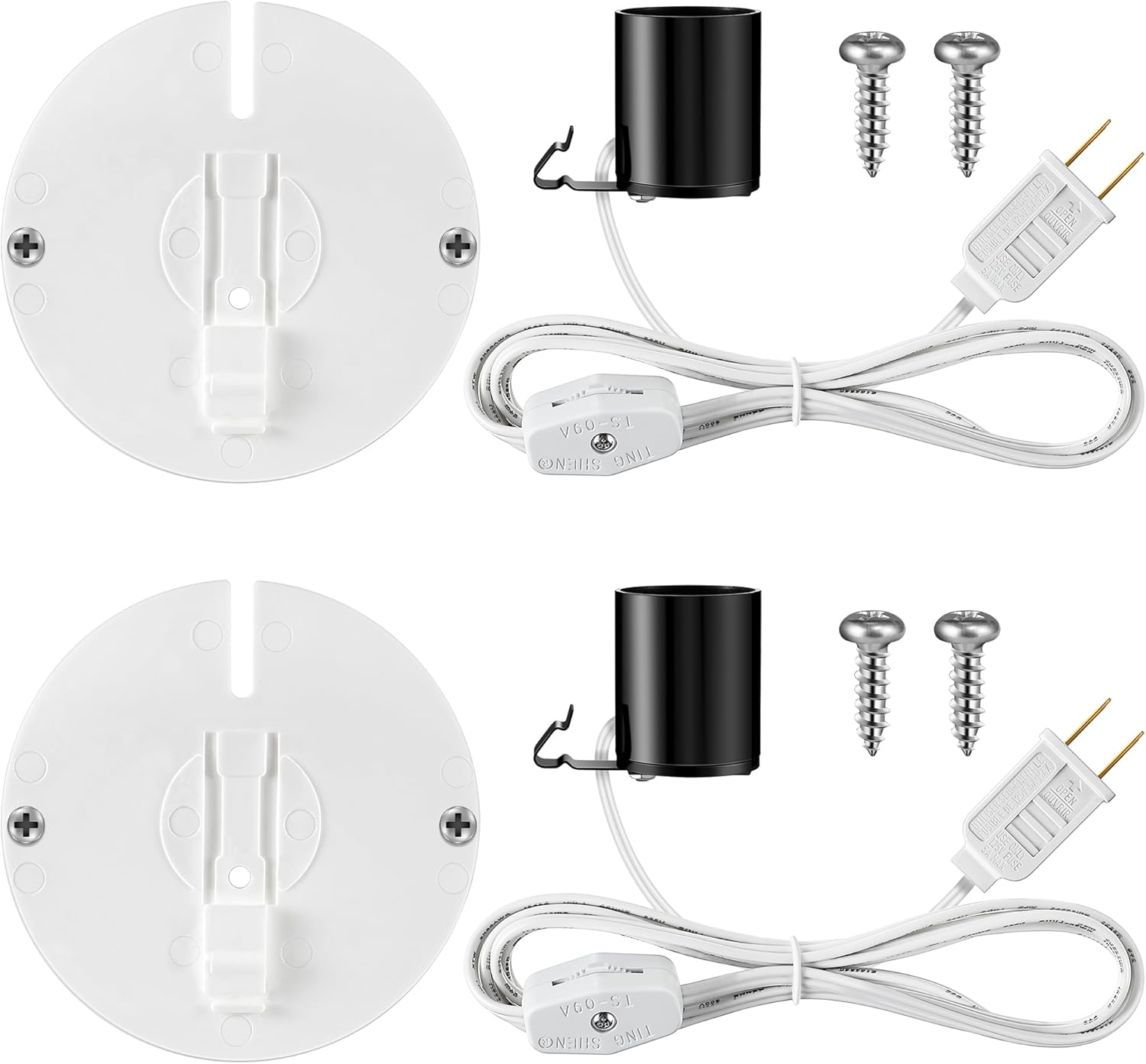 Meonum Blow Mold Light Kit Replacement, E27 E26 Single Light Cord Kit with Switch Fuse Plug, for Indoor Outdoor Halloween Christmas Village House Craft Decorations and Salt Lamp(6 Set)