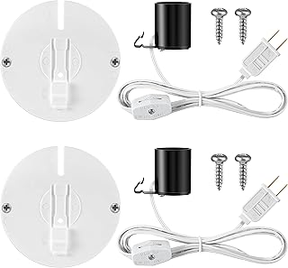 Meonum Blow Mold Light Kit Replacement, E27 E26 Single Light Cord Kit with Switch Fuse Plug, for Indoor Outdoor Halloween Christmas Village House Craft Decorations and Salt Lamp (2 Set)
