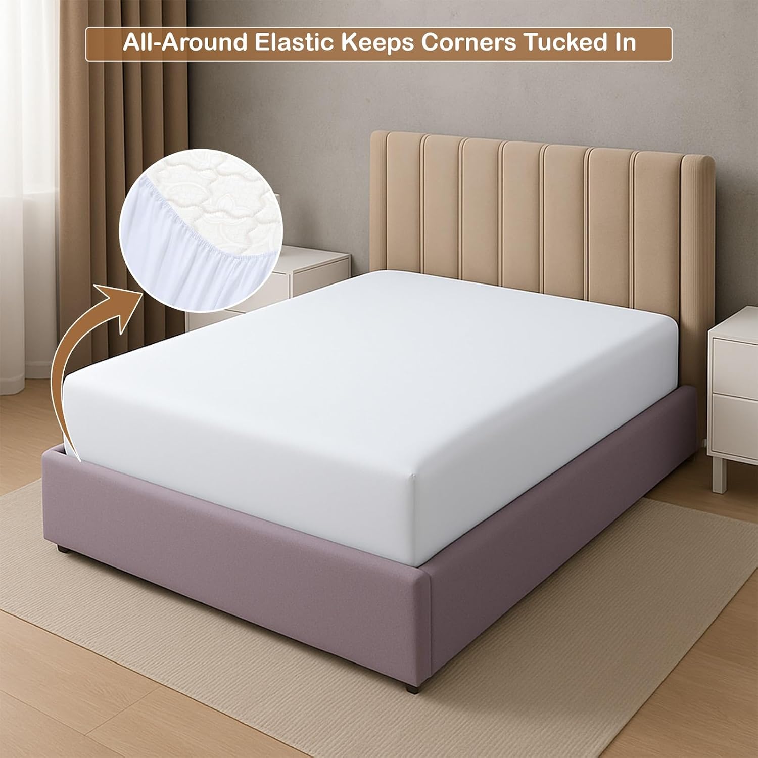 1 PC King Fitted Sheet Only, 100% Egytipan Cotton Bottom Sheets, Ultra-Soft, Deep Pocket Fits Up to 12-Inch Mattress, White