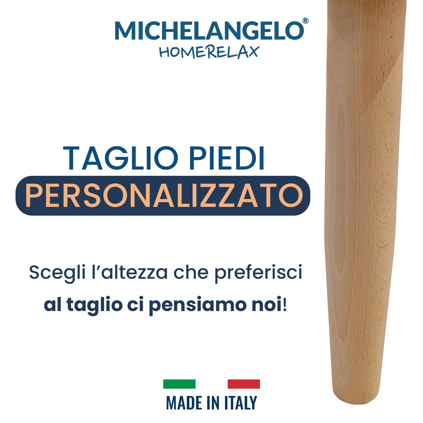 Michelangelo HomeRelax - Rete Letto Singola 80x190 Legno Massello Faggio, Altezza PERSONALIZZATA, Ortopedica, Piedi Smontabili, Doghe in Faggio, Rinforzata, Durevole e Robusta, Made in Italy