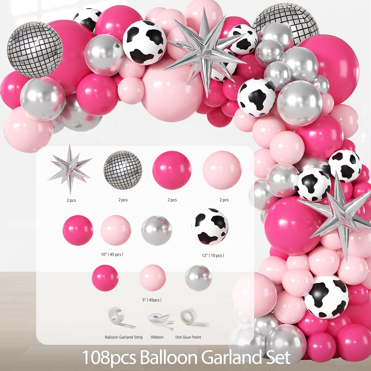 237pcs Cowgirl Birthday Party Decorations Include Disco Cowgirl Balloon Arch Lets Go Girls Backdrop Tableware Banner Tablecloth, for Western Cowgirl Party Decorations, Last Rodeo Bachelorette Decor - Image 8