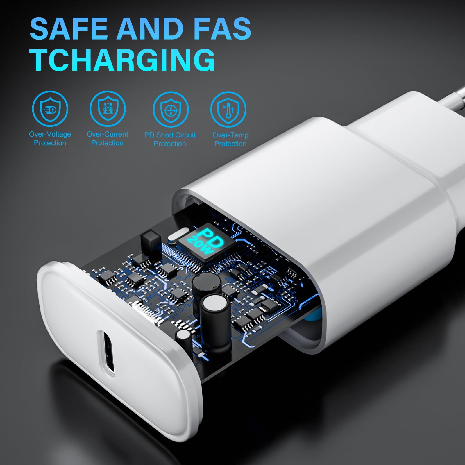 Chargeur Rapide pour iPhone, Lot de 2 PD 3.0 Prise USB C avec 2M Cable Lightning for iPhone 14/14Pro/13/13 Mini/13 Pro/13Pro Max/12/12Pro/12 Pro Max/11/11 Pro/ 11 ProMax