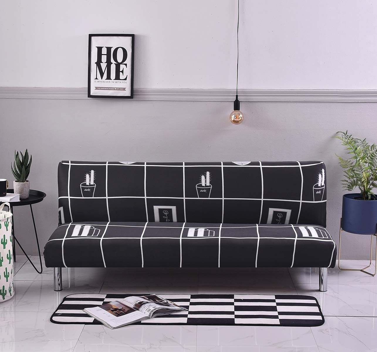 Futon Cover Armless Sofa Slipcover Stretch Elastic Reclining Detachable Folding Sofa Bed Covers Furniture Couch Protector (Pattern 10)