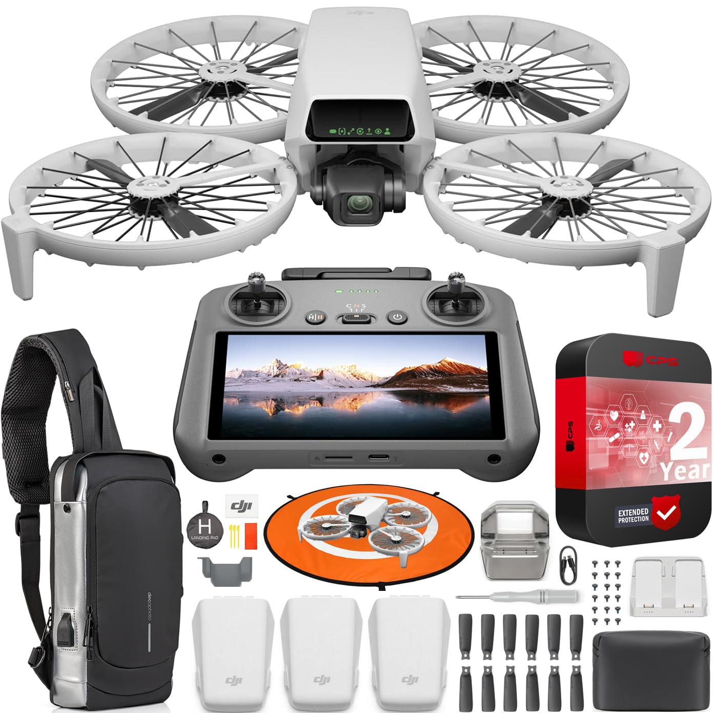 DJIFlip Fly More Combo with RC 2 Screen Remote Controller, Drone with 4K UHD Camera for Adults, Palm Takeoff, Auto Return, Intelligent Flight, 3 Batteries Bundle with Deco Gear Accessories