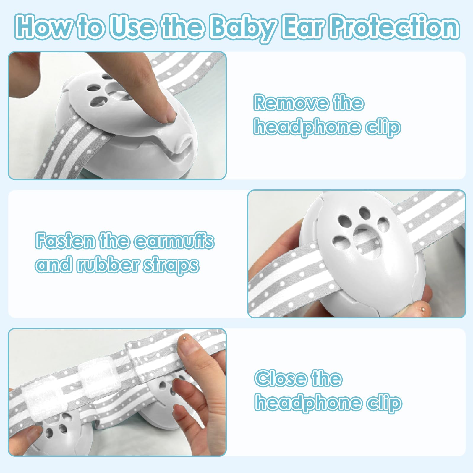 2 en 1 Cascos Bebe Antiruido, Protectores Auditivos para Bebés con Diadema Ajustable, Orejeras Reductoras de Ruido Niños, para Viajes y Entornos Ruidosos, para Bebés de 0 a 48 meses
