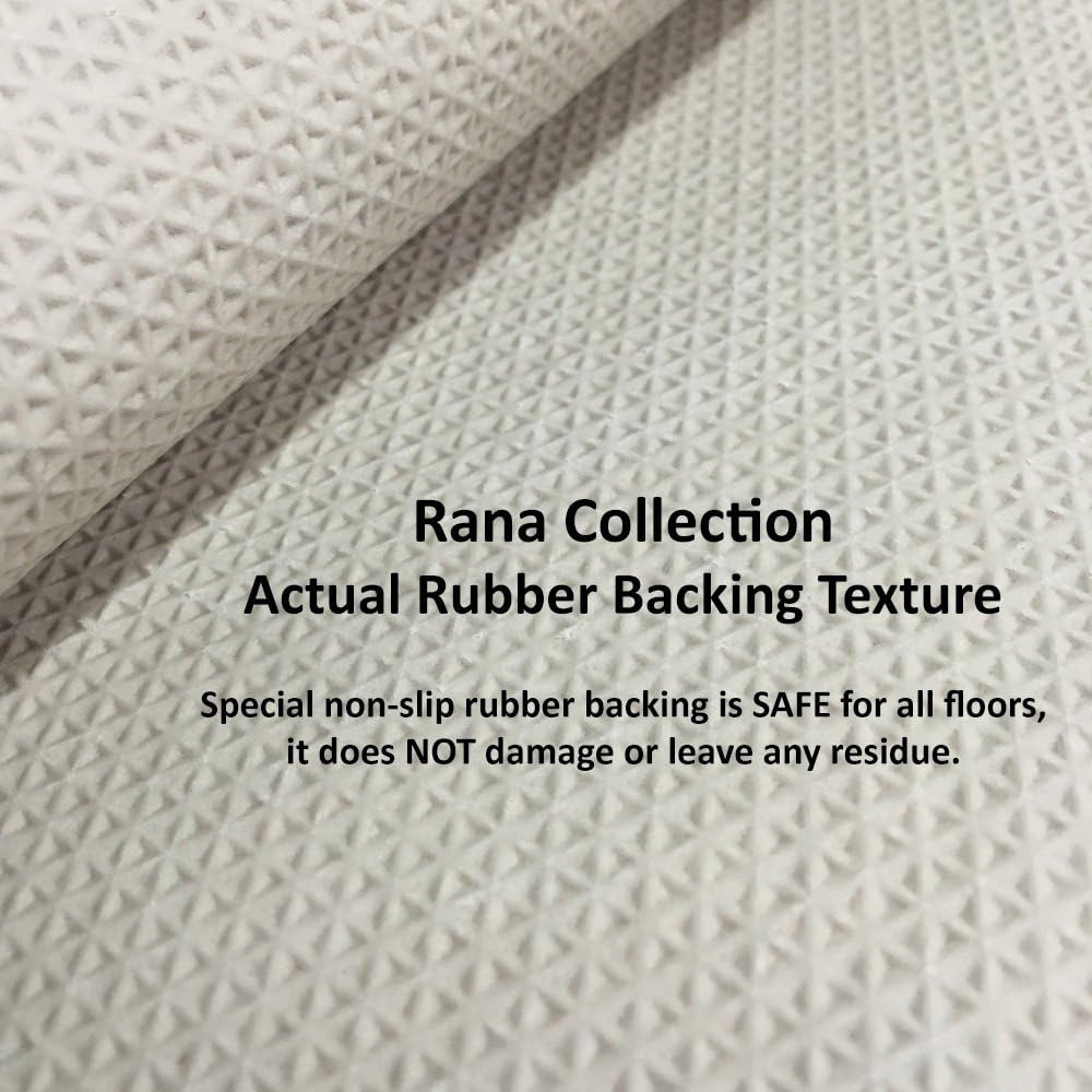 Rubber Backed 31" x 72" Grey & Ivory Fancy Patchwork Wide Runner Non-Slip Rug - Rana Collection Kitchen Dining Living Hallway Bathroom Pet Entry Rugs RAN2074-26