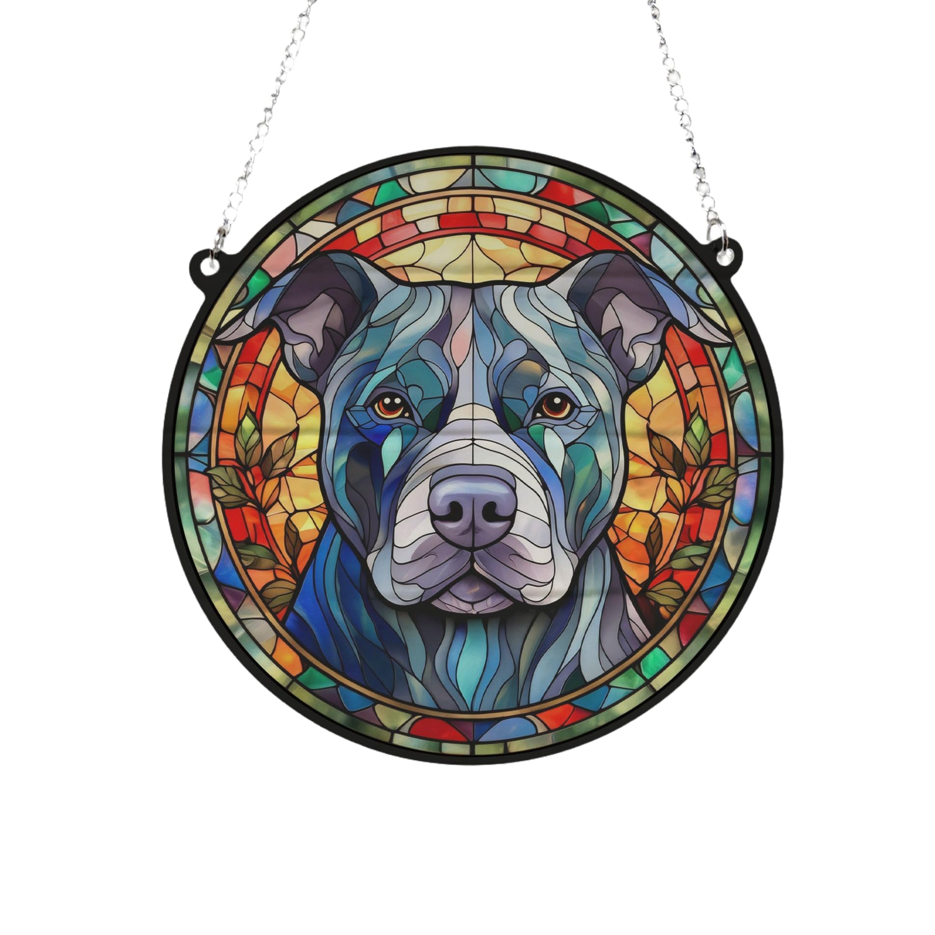 Stafforshire Bull Terrier Stained Glass Effect Suncatcher Gift for Dog Lovers - 13cm