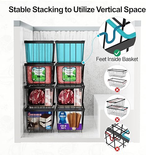 Miniatura 3 de iSPECLE Cesta de pecho para congelador, paquete de 3 contenedores apilables para la mayoría de 5 pies cúbicos, para congelar carnes congeladas,
