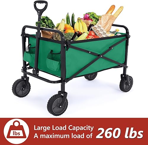 Miniatura 2 de ABCCANOPY Carro plegable plegable de la utilidad del carro al aire libre del jardín que acampa de compras, verde