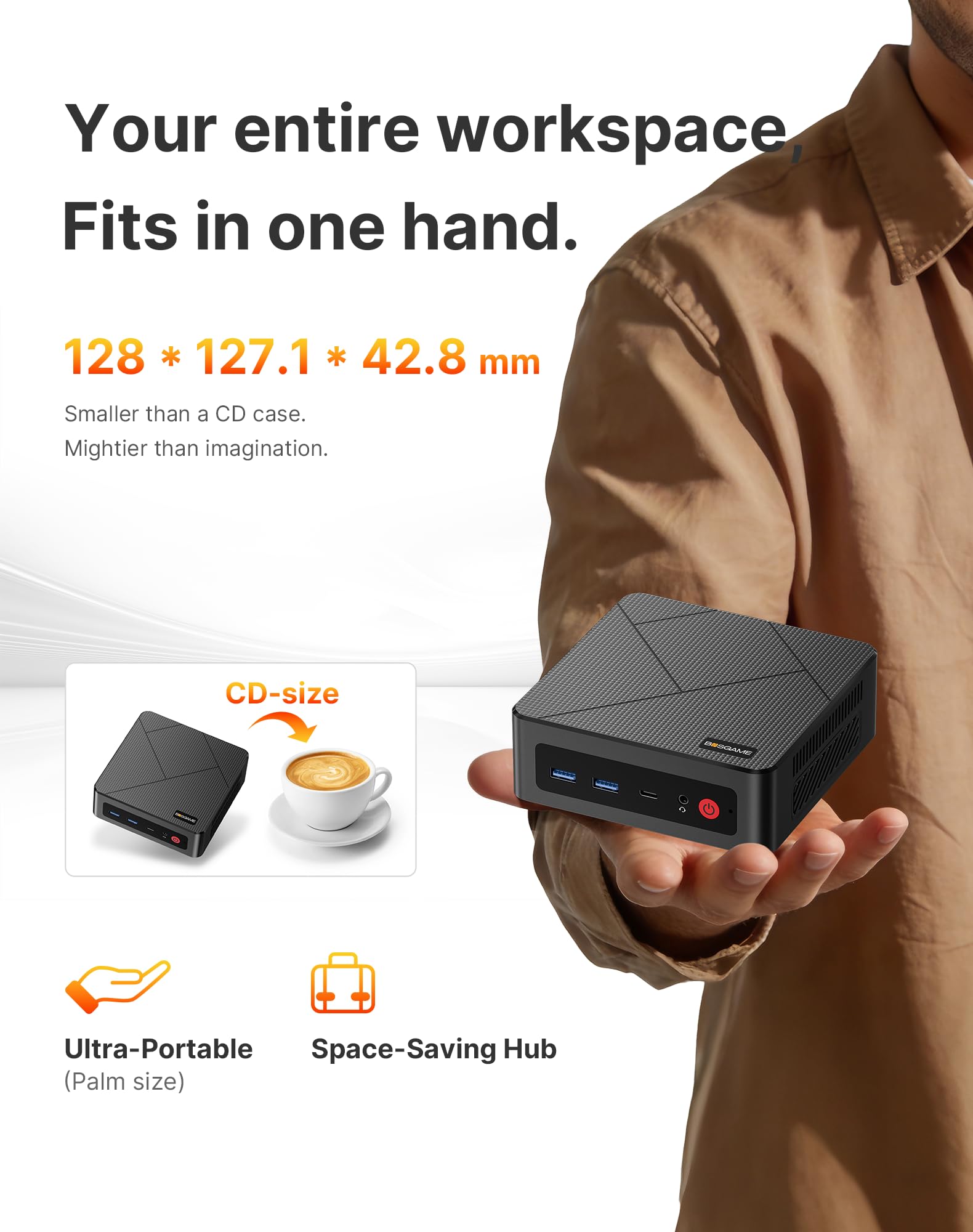 BOSGAME E4 Home-Office-Mini PC, Ryzen 5 3550H (jusqu'à 3,7 GHz, meilleur que le N150), 16 Go RAM DDR4, SSD NVMe 512 Go, Mini Ordinateur, affichage triple 4K, HDMI/USB-C/DP, Double LAN, Wi-Fi 5, BT 5.0