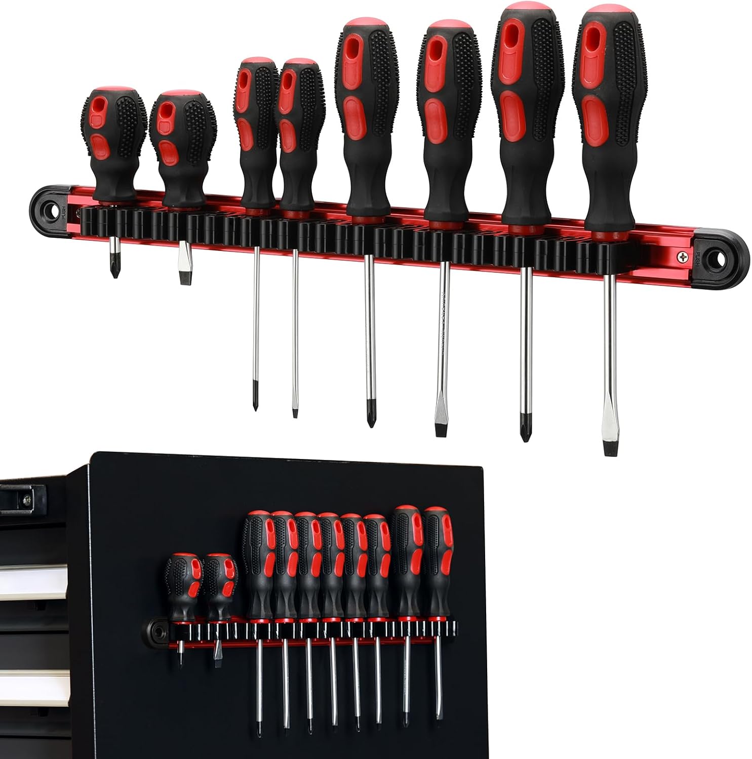 Mayouko Magnetic Screwdriver Wrench Organizer, Aluminum Rail Magnetic Tool Holder, Hand Tool Holder, Toolbox Accessories, Fits Up to 14 Screwdrivers/Wrenches (Tools not Included)