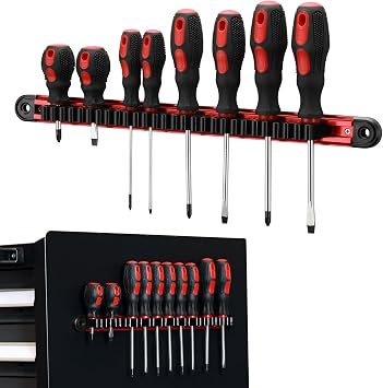 Mayouko Magnetic Screwdriver Wrench Organizer, Aluminum Rail Magnetic Tool Holder, Hand Tool Holder, Toolbox Accessories, Fits Up to 14 Screwdrivers/Wrenches Tools not Included