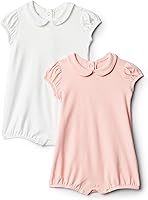 Amazon Essentials x Sofia Grainge Baby Girls' Short Sleeve Peter Pan Collar Romper - Ultra-Soft 100% Cotton